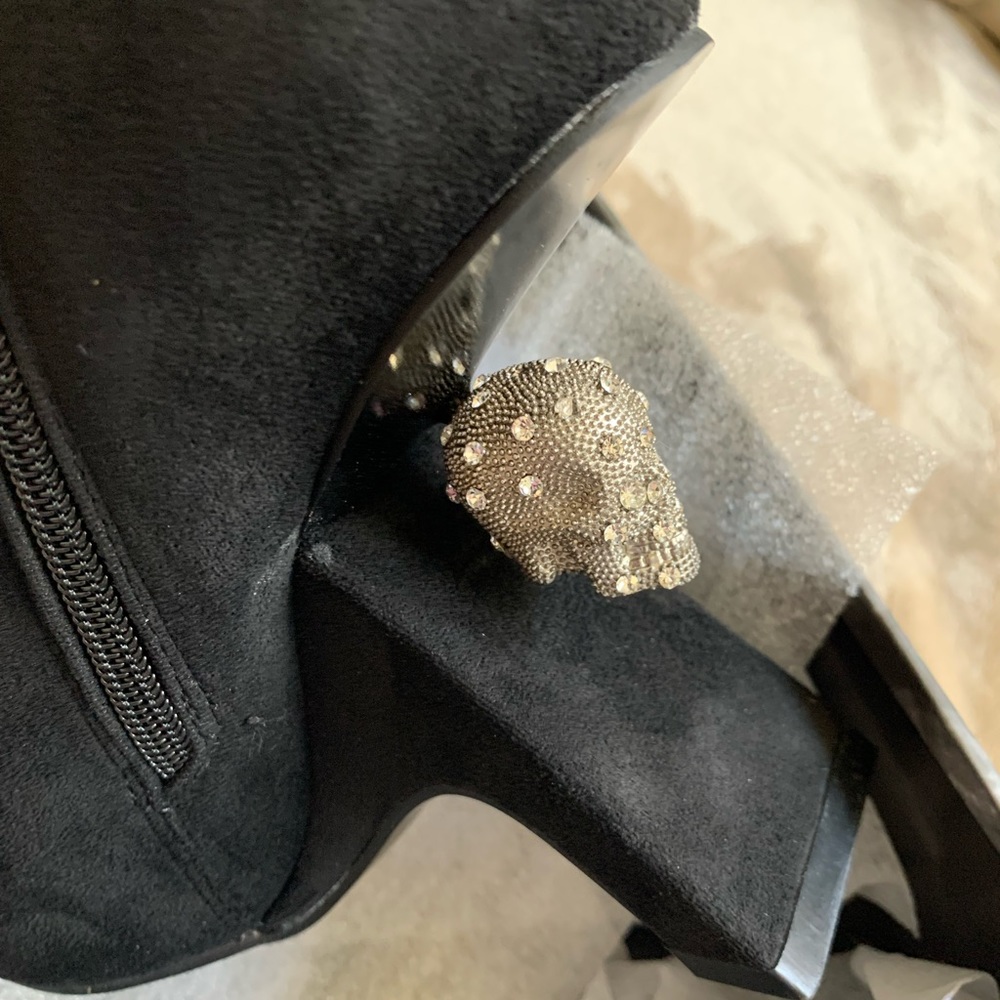 Azalea Wang Skull Ankle Boots Sculpted Booties - Picture 6 of 13